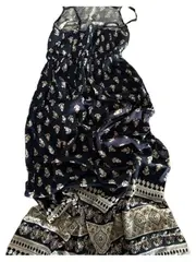 Vorschaubild 3 von Damen Maxikleid Gr. 36/S Blau Ethno Boho Sommerkleid Viskose