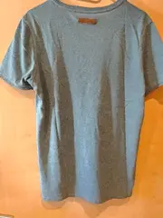 Vorschaubild 3 von Herren T-Shirt Blau Meliert Kurzarm Gr. 46 S Lederdetails Freizeit