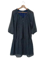 Vorschaubild 1 von Damen Blusenkleid Gr. 40/42 Petrol Casual Muster Polyester