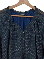 Vorschaubild 3 von Damen Blusenkleid Gr. 40/42 Petrol Casual Muster Polyester