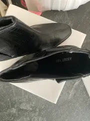 Vorschaubild 4 von Damen Stiefelette Gr. 38 Schwarz Kroko-Optik Blockabsatz