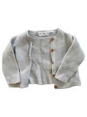 Vorschaubild 1 von Strickjacke Baby Gr. 74 Grau Baumwolle Cardigan Langarm Basic Uni
