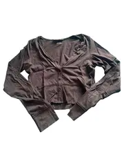Vorschaubild 1 von Damen Langarmshirt Gr. 42/XL Braun Casual Baumwolle