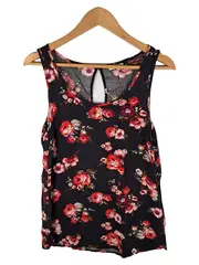 Vorschaubild 1 von Damen Top Blumenmuster Schwarz Schlüsselloch Gr. 30/XXS Ärmellos