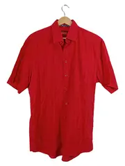 Vorschaubild 1 von Herren Kurzarmhemd Rot Gr. M Business Casual Hemd Baumwolle