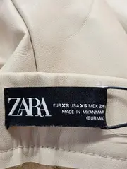Vorschaubild 3 von Damen Leggings XS 34 Beige Faux Leder Modisch Reißverschluss Knöchel