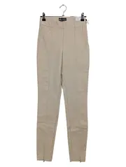 Vorschaubild 1 von Damen Leggings XS 34 Beige Faux Leder Modisch Reißverschluss Knöchel
