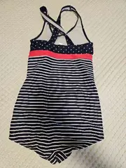 Vorschaubild 2 von Mädchen Badeanzug Gr. 134/140 Blau Weiß Gestreift Gepunktet