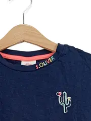 Vorschaubild 4 von Kinder T-Shirt Mädchen Gr. 116/122 Navy Blau Kaktus Stickerei