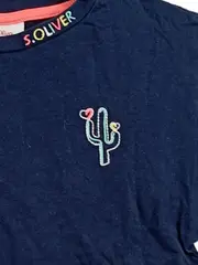Vorschaubild 3 von Kinder T-Shirt Mädchen Gr. 116/122 Navy Blau Kaktus Stickerei