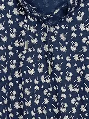 Vorschaubild 2 von Damen Blusen-Shirt Palmen-Muster Gr. 40/42 Blau Weiß Bio-Baumwolle