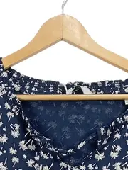 Vorschaubild 3 von Damen Blusen-Shirt Palmen-Muster Gr. 40/42 Blau Weiß Bio-Baumwolle