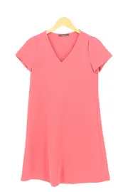 Vorschaubild 1 von Damen Freizeitkleid Rosa Gr. 38/M Casual Feminin V-Ausschnitt