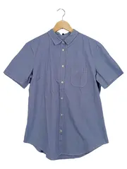 Vorschaubild 1 von BENETTON Herren Freizeithemd Kurzarm gestreift Blau Gr. 50/L Baumwolle
