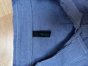 Vorschaubild 2 von BENETTON Herren Freizeithemd Kurzarm gestreift Blau Gr. 50/L Baumwolle