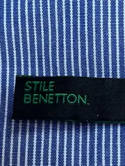 Vorschaubild 3 von BENETTON Herren Freizeithemd Kurzarm gestreift Blau Gr. 50/L Baumwolle