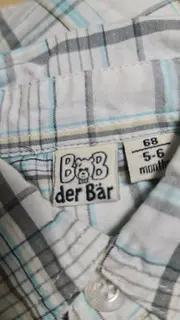 Vorschaubild 2 von Baby Hemd Gr. 68 kariert kurzarm weiß türkis Baumwolle