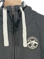 Vorschaubild 2 von Damen Sweatjacke Kapuze Logo Print Grau Gr. 38 Freizeit Sportlich