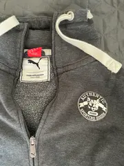 Vorschaubild 4 von Damen Sweatjacke Kapuze Logo Print Grau Gr. 38 Freizeit Sportlich