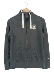 Vorschaubild 1 von Damen Sweatjacke Kapuze Logo Print Grau Gr. 38 Freizeit Sportlich
