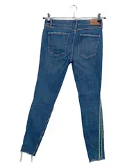 Vorschaubild 2 von Damen Jeans Slim Fit W29/38 M Blau mit Seitenstreifen Fransen