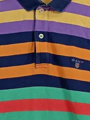 Vorschaubild 4 von Herren Poloshirt Gestreift Mehrfarbig Gr. 46;S Preppy Kurzarm