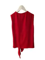 Vorschaubild 2 von Basic Damen Bluse Rot Gr. S ärmellos Knotendetail Elegant