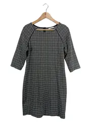 Vorschaubild 1 von Damen Kleid L/42 Grau Kariert Business Midikleid 3/4-Arm