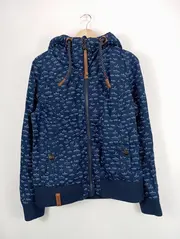 Vorschaubild 2 von Damen Leichte Jacke Kapuze Maritim Muster Blau Gr. 40/L