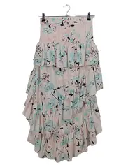 Vorschaubild 2 von Faltenrock Damen 42/XL Beige Blumenmuster Rüschen Maxirock