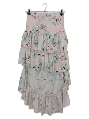 Vorschaubild 1 von Faltenrock Damen 42/XL Beige Blumenmuster Rüschen Maxirock