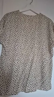 Vorschaubild 2 von Bluse Damen Gr. M Polka Dots V-Ausschnitt Beige Kurzarm