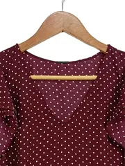 Vorschaubild 4 von Damen Bluse Rot Punkte Gr. 34 Casual Rüschen