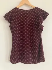 Vorschaubild 2 von Damen Bluse Rot Punkte Gr. 34 Casual Rüschen