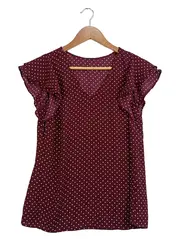 Vorschaubild 1 von Damen Bluse Rot Punkte Gr. 34 Casual Rüschen