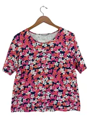 Vorschaubild 1 von Damen T-Shirt Blumenmuster Gr. 44/XXL Casual Mehrfarbig