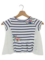 Vorschaubild 1 von Kinder T-Shirt Gr. 104/110 Gestreift Maritim Blumen Stickerei