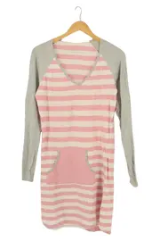 Vorschaubild 1 von Nachthemd Damen 38/M Baumwolle Rosa Grau Gestreift Casual Langarm