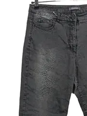 Vorschaubild 2 von Damen Jeans Straight Leg Gr. 44 Grau Paisley Muster Stretch