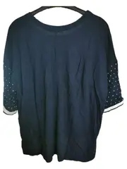 Vorschaubild 2 von Damen Langarmshirt Gr. 40/L Blau Casual Punkte