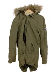 Vorschaubild 1 von Denim Herren Parka Jacke Gr. S Oliv Fellkapuze Winterjacke