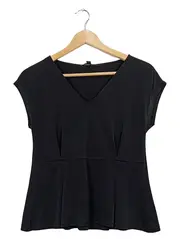 Vorschaubild 1 von Damen Peplum Top V-Ausschnitt Schwarz Gr. XS Elegant