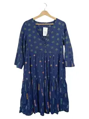 Vorschaubild 1 von Tunikakleid Damen Blau 34/XS Baumwolle Boho Freizeitkleid