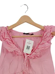 Vorschaubild 3 von Damen Sommerkleid Rosa Rüschen Baumwolle Gr. 38;M