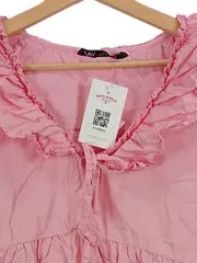 Vorschaubild 2 von Damen Sommerkleid Rosa Rüschen Baumwolle Gr. 38;M