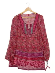 Vorschaubild 1 von Damen Bluse Tunika Ethno Boho Muster Rot Gr. L