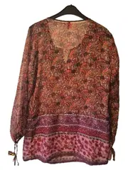 Vorschaubild 3 von Damen Bluse Tunika Ethno Boho Muster Rot Gr. L