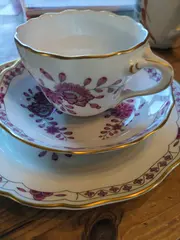 Vorschaubild 1 von Kaffeegedeck 3tlg Porzellan Tasse Untertasse Teller Blumen