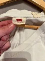 Vorschaubild 2 von Damen T-Shirt V-Ausschnitt Weiß Basic Logo Gr. L 40