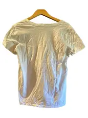 Vorschaubild 3 von Damen T-Shirt V-Ausschnitt Weiß Basic Logo Gr. L 40